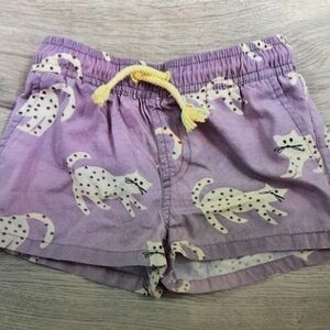 Kids Purple Cat Print Swim Trunks